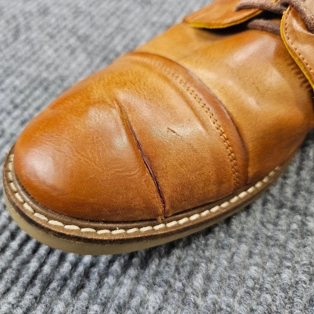 Ben Sherman Oxford Mens 9.5 Tan Cap Toe Lace Up Casual Dress Shoes Classic Mod